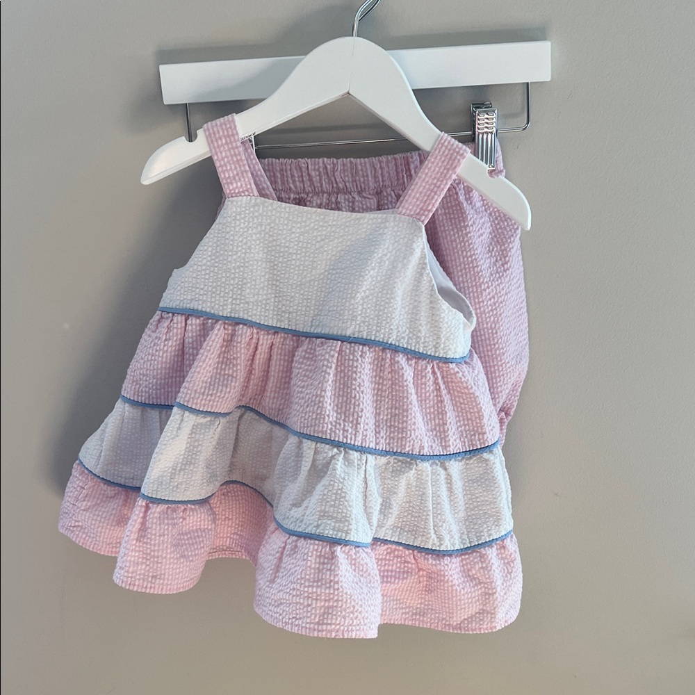 Pink and White Seersucker Top & Shorts